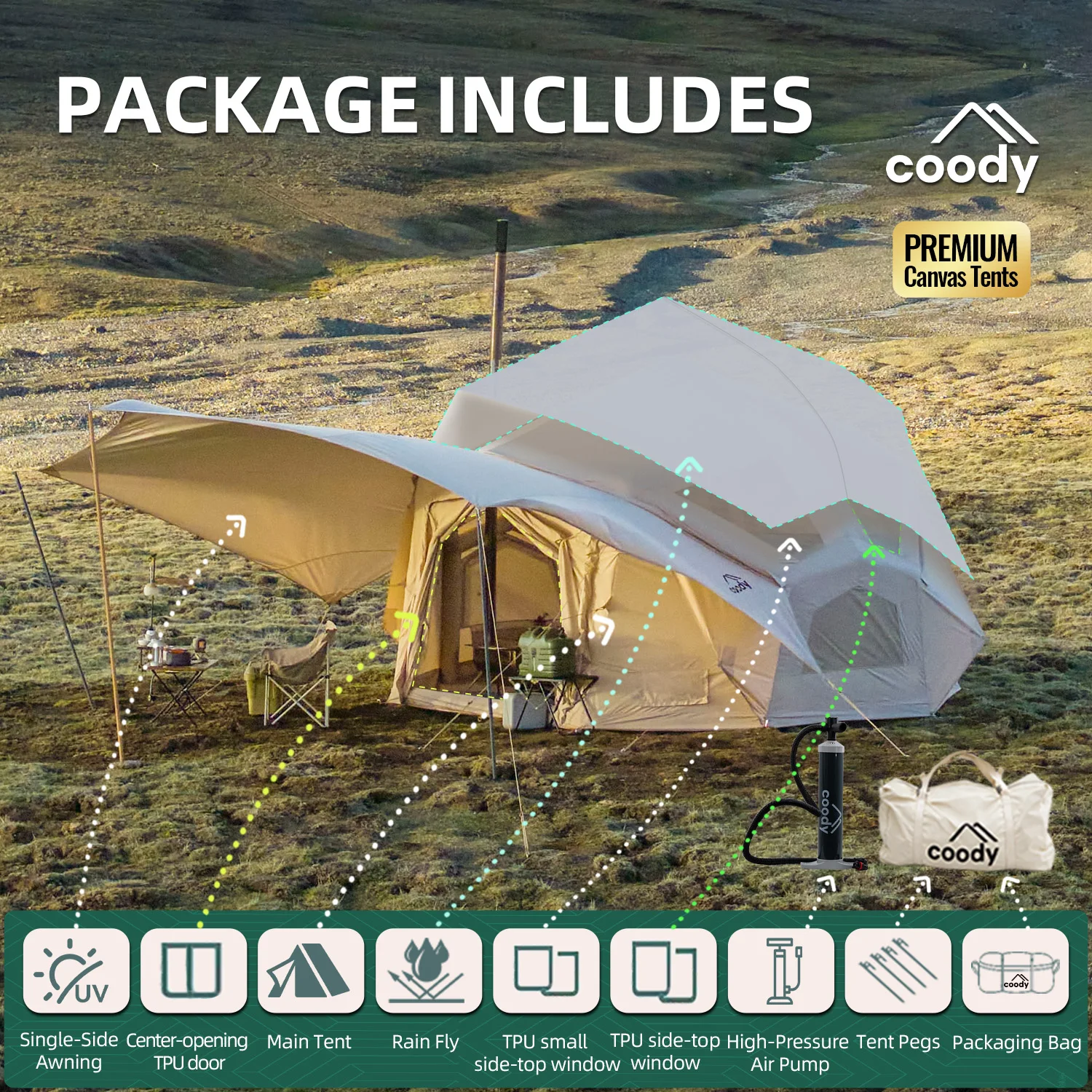 

Bestona Air Tent-Beige Inflatable Unique Camping Tents Luxury Unique 3-8 Person Outdoor Inflatable Family Inflatable Tent