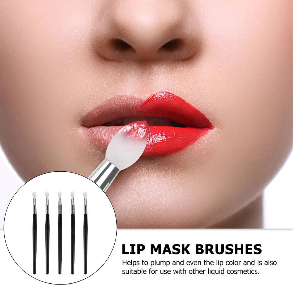 5 قطع من فرشاة قناع الشفاه الصغيرة المصنوعة من السيليكون برأس ناعم لتطبيق بلسم الكريم وأداة مكياج احترافية هدية للنساء والفتيات #1