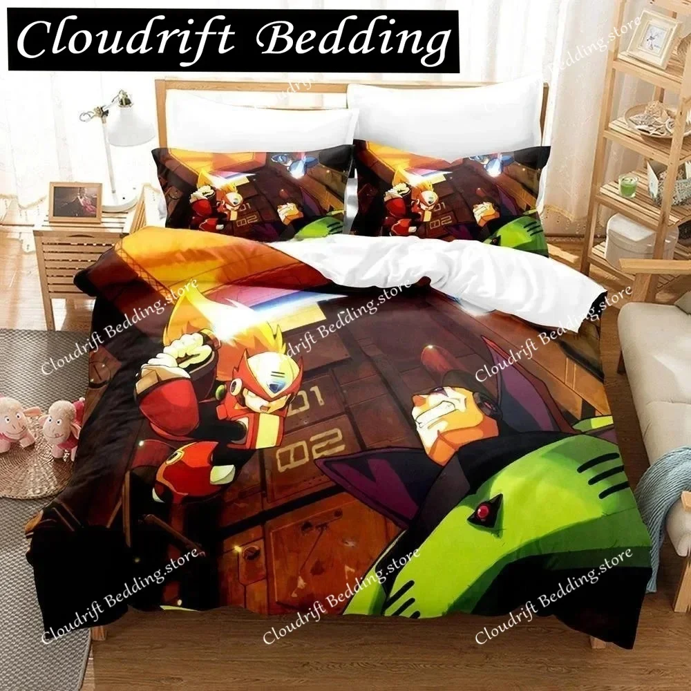 

Mega Man X DiVE Bedding Set Single Twin Full Queen King Size Bed Set Adult Kid Bedroom Duvet Cover Sets 3D Anime Bed Sheet Set02