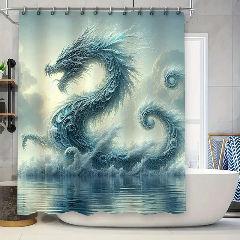 

Занавеска для душа с принтом фэнтези-дракона, водонепроницаемая домашняя отделка, украшения для ванной комнаты, ткань, доступный настраиваемый размер