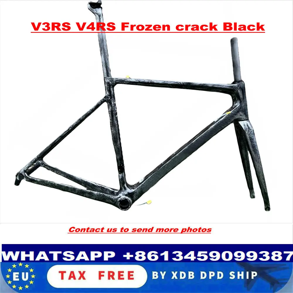 

V3RS V4RS Carbon Bike Frame Frozen crack Sliver Frame Disc Brake Road Bicycle Frameset with Handlebar 20 Colors