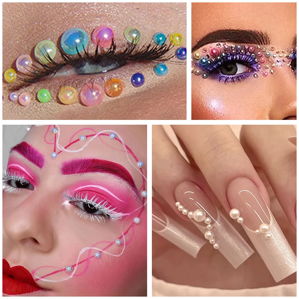 5600Pcs ABS Flatback Rhinestones  Half Round Pearl Beads  For DIY Weeding Dress Make Up Nail Art  Decoration F0517