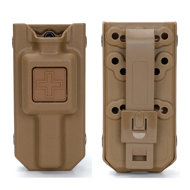 2 buah Tourniquet taktis kotak penyimpanan kucing tas MOLLE paket kipas luar ruangan darurat tourniquetrat untuk