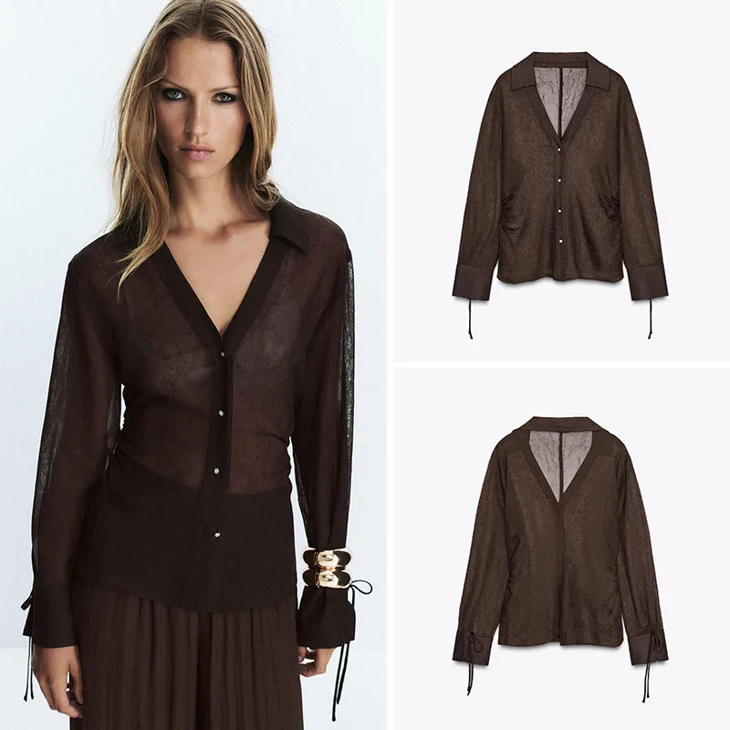 

Новый осенний женский прозрачный длинный свеч V-Ne с узлом, украшенный элементом качества, модный сценический костюм