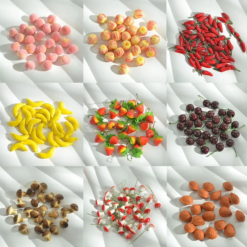 

30Pcs Artificial Simulation Mini Fake Fruit Decor Peach Apple Cherry Banana Peanuts Strawberry Props Home Decoration Accessories
