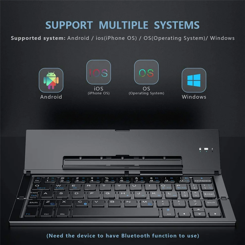 BOW Folding Keyboard Wireless Rechargeable Foldable Bluetooth Keyboard Pocket Keyboard with Pocket Size for Phone iPad