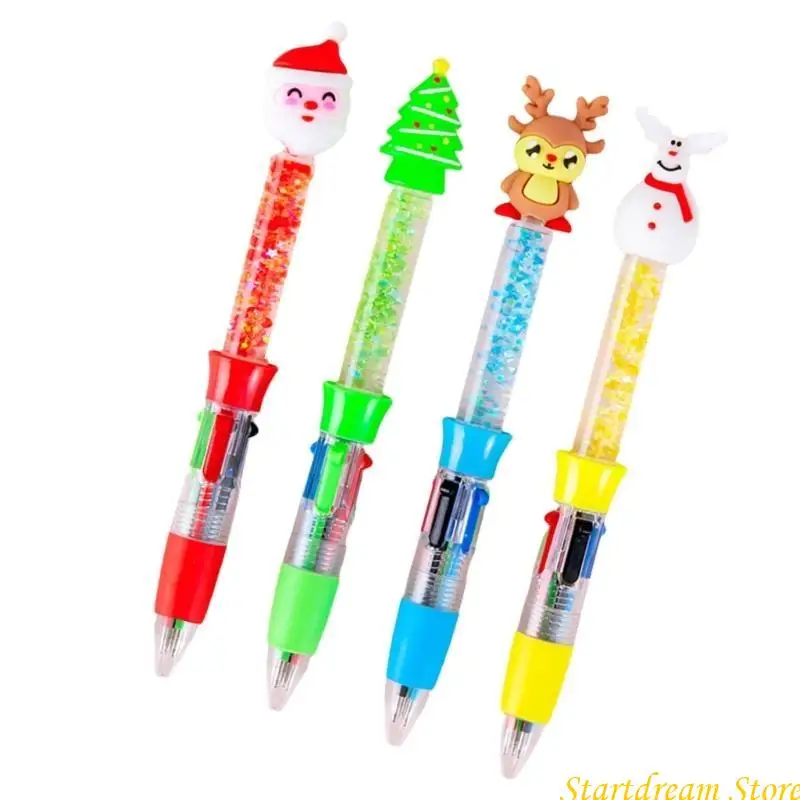 

4pcs Рождественская многоцветная ручка с 4-цвета в 1 писатель для написания K92c