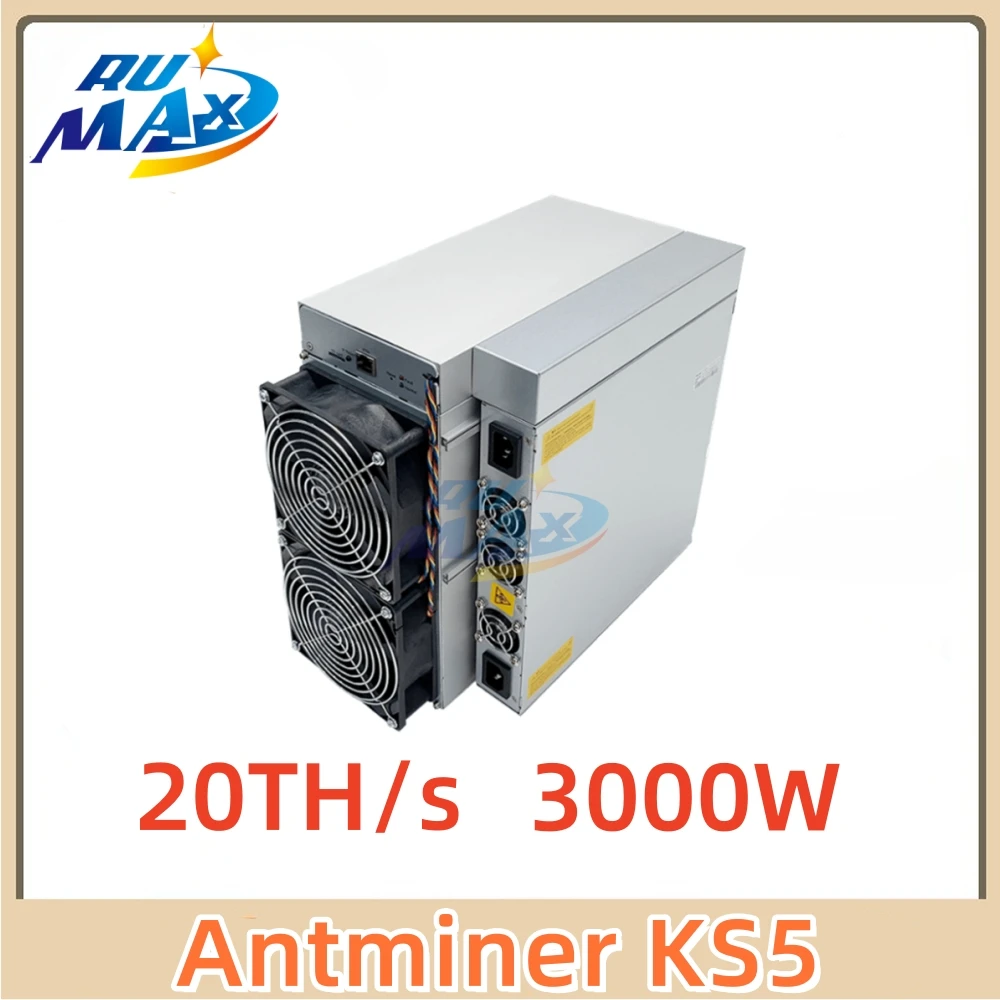 

Antminer KS5 20TH/s KASPA Miner KheavyHash ASIC 150J/T High Efficiency 220V Built-in PSU Fast Shipping