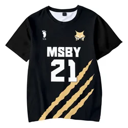 2023 New Haikyuu MSBY Black Jackal 3D T-shirt MSBY Tops O-Neck Fashion Short Sleeve Boys Girls Anime Cartoon Casual Cool T Shirt