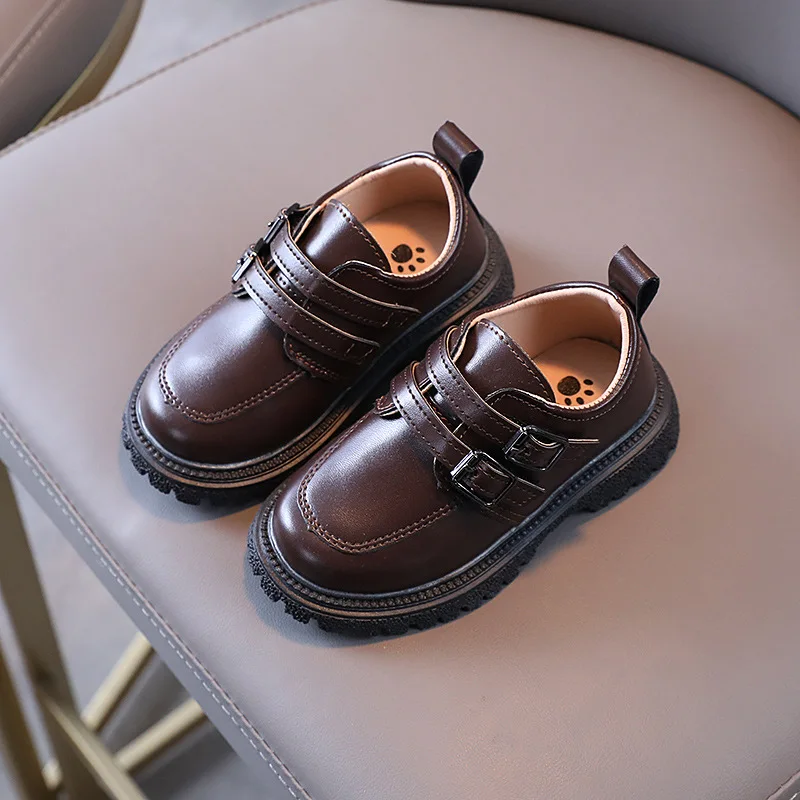 Children Leather Shoes for Boys Kids Black Brown School Girls Shoes Fashion Soft Sole Casual Shoes Toddler Single Shoes Loafers