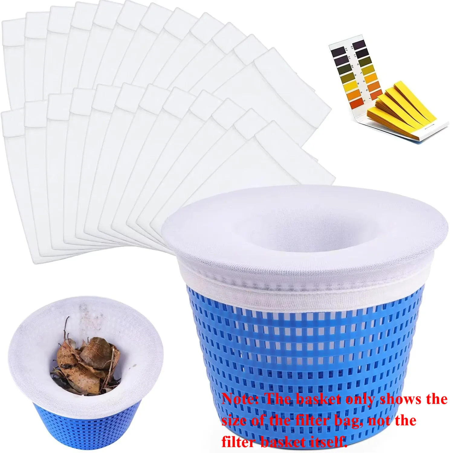 【24Pcs13 x 22cm Pool Skimmer Net 】Fine Mesh Skimmer for Debris Removal, Pool Cleaning Filtration Tool（No incluye la cesta azul）