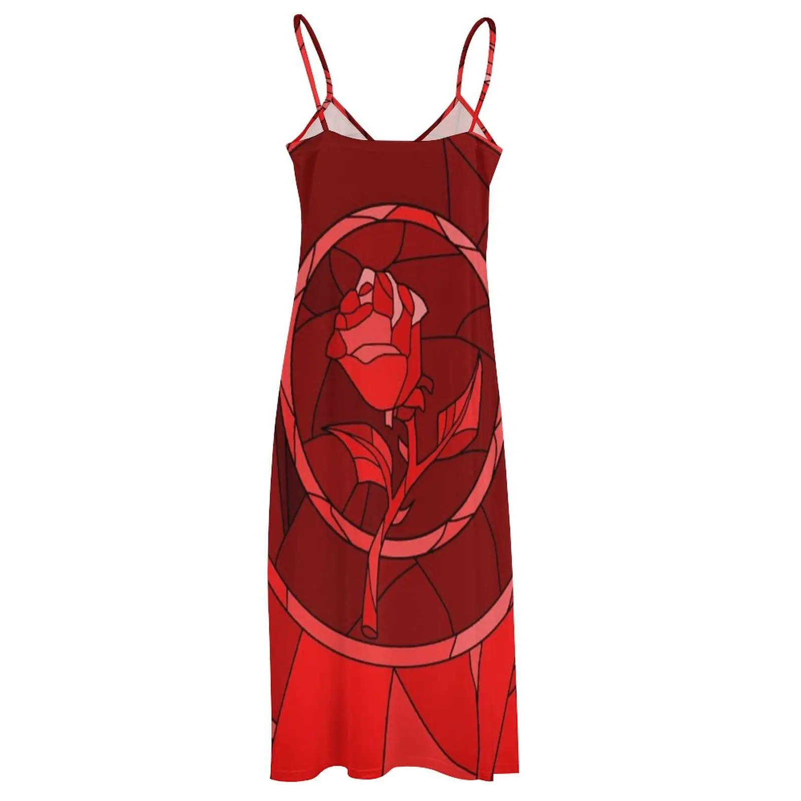 Vestidos sem mangas para mulheres, Vitral, Rosa, Vermelho, Roupas verão