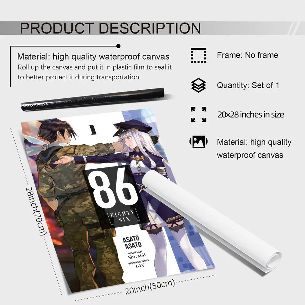 الكلاسيكية أنيمي 86 ستة وثمانون اللوحة الخط قماش المشارك جدار الفن الداخلي المدخل ديكور المنزل هدايا العيد #3