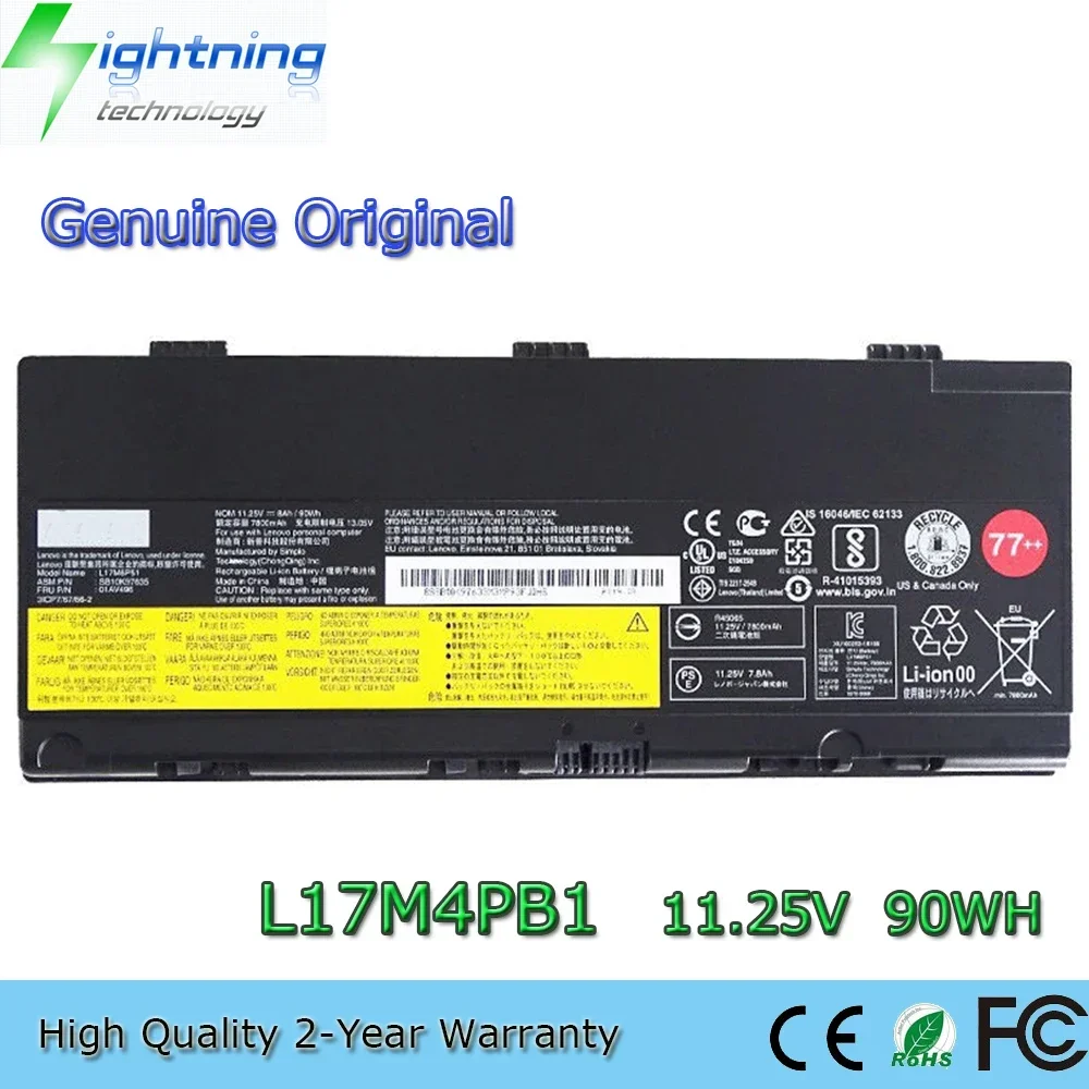 

New Genuine Original L17M6P51 11.25V 90Wh Laptop Battery for Lenovo Thinkpad P50 P51 P52 20EN0006GE 77++ 01AV496 SB10K97635 etc.