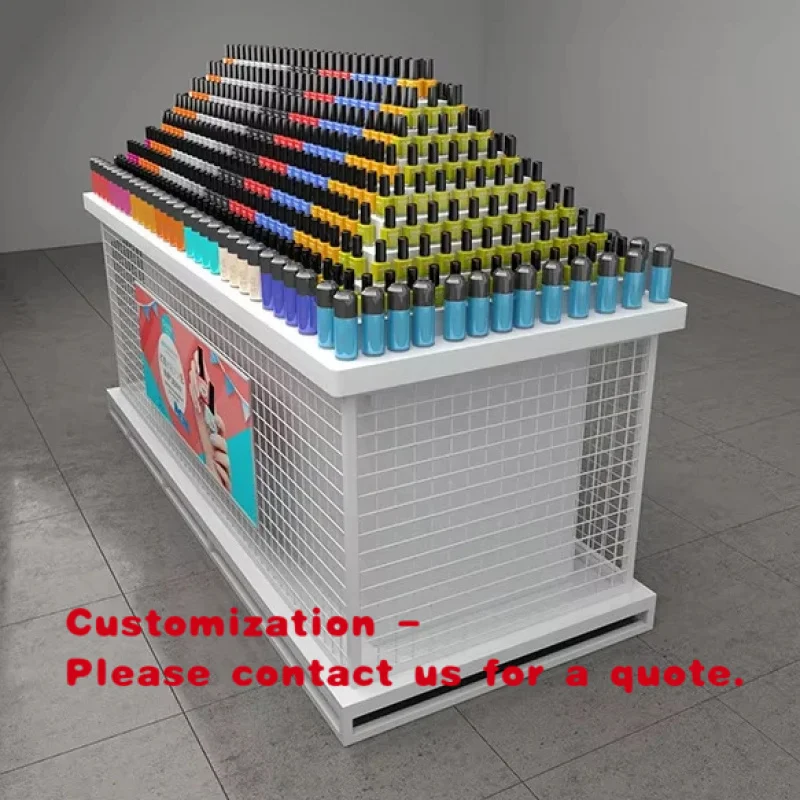 

custom.Custom Shelving Wooden Grocery Convenience Store Supermarket Metallic Shelves Cosmetic Display Nail Polish Rack Store She