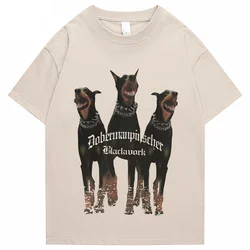 Mens Oversized T Shirt Streetwear Hip Hop Rottweiler Doberman Print Tshirts Harajuku Casual Cotton 2022 Summer Short Sleeve Tees