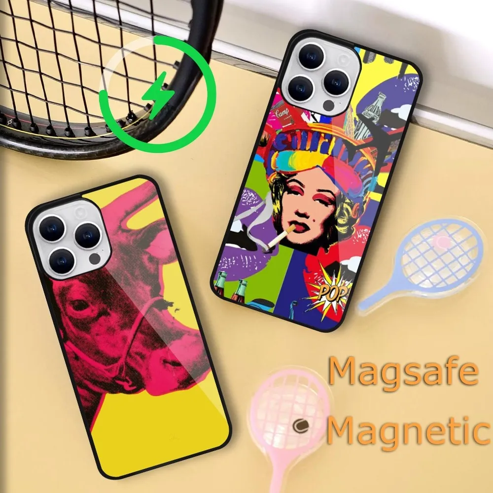 Andy Warhol POP Art Phone Case For iPhone 15 14 13 12 11 Plus Pro Max Magsafe Magnetic Wireless Charging