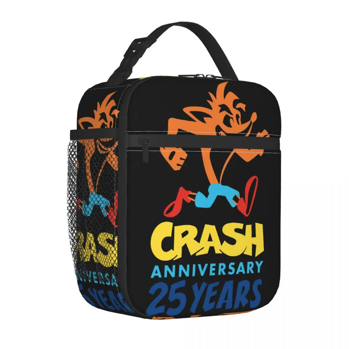 Crash Bandicoot bolsa de almuerzo aislada, bolso de mano para comida