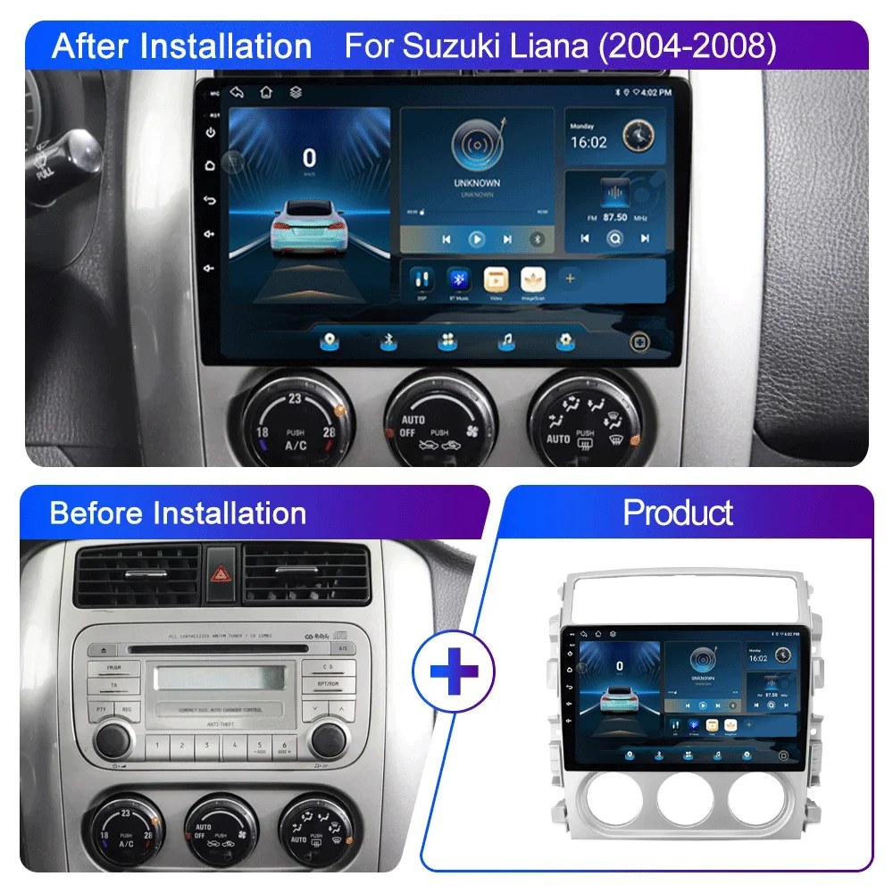 LJZN 8 Core 5G WIFI QLED Screen Car Radio 2din android Multimedia For Suzuki Liana 2004-2008 Carplay 2din DVD Autoraido GPS 5G