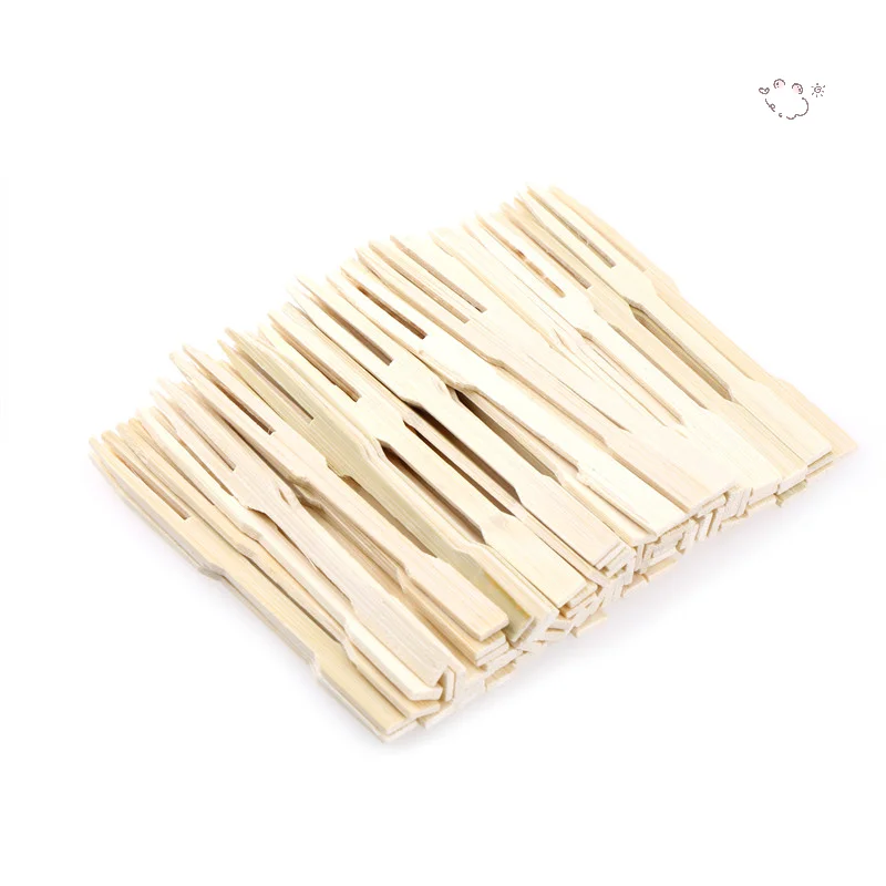 

80Pcs Bamboo Disposable Wooden Fruit Fork Dessert Forks Tableware Party Decor