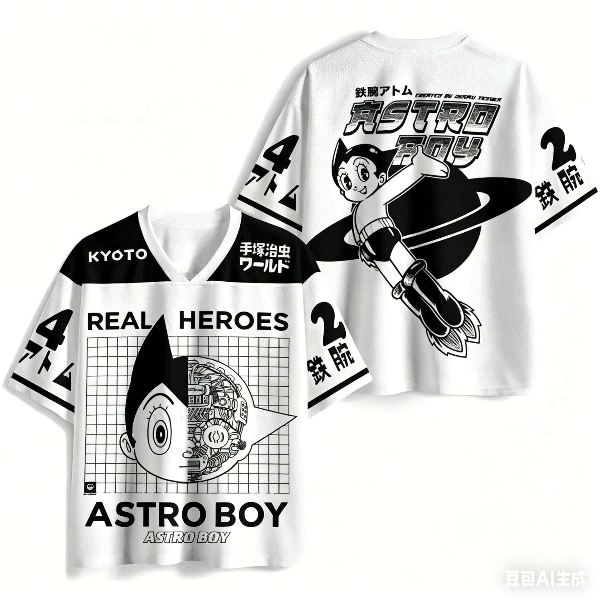 2026 Sommer Mode Iron Wall Astro Boy Baseball-Stil 3D-Druck Schnelltrocknend Locker Sitzend Kurzarm Streetwear V-Ausschnitt T-Shirt – Detail 3