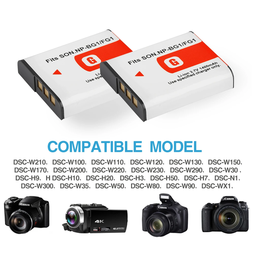 NP-BG1 NP-FG1 Batteria Per SONY Cyber-shot DSC-H3 DSC-H7 DSC-H9 DSC-H10 DSC-H20 DSC-H50 DSC-H55 DSC-H70 1400mAh Batterie