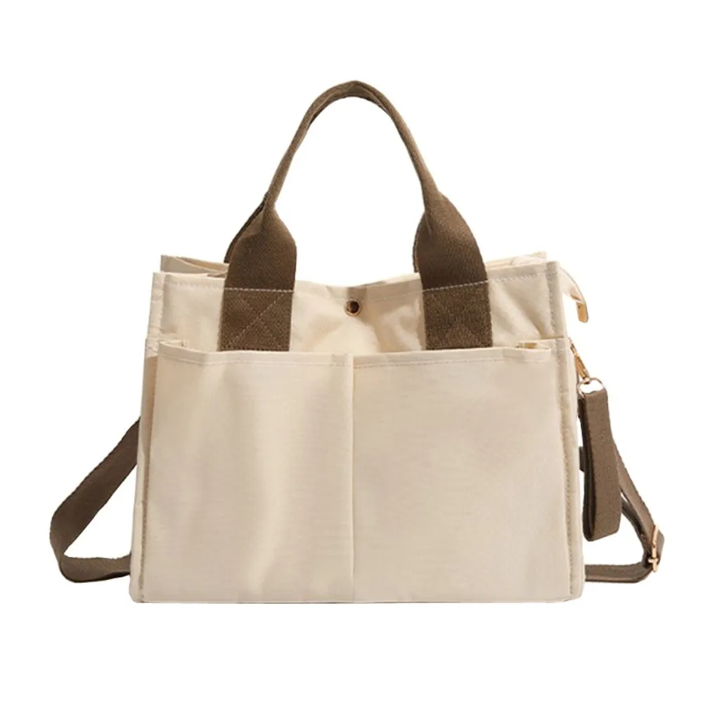 

Korean Style Mommy Bag Adjustable Shoulder Strap Multi-compartment Diaper Bag Casual Canvas Going Out Messenger Bag Street