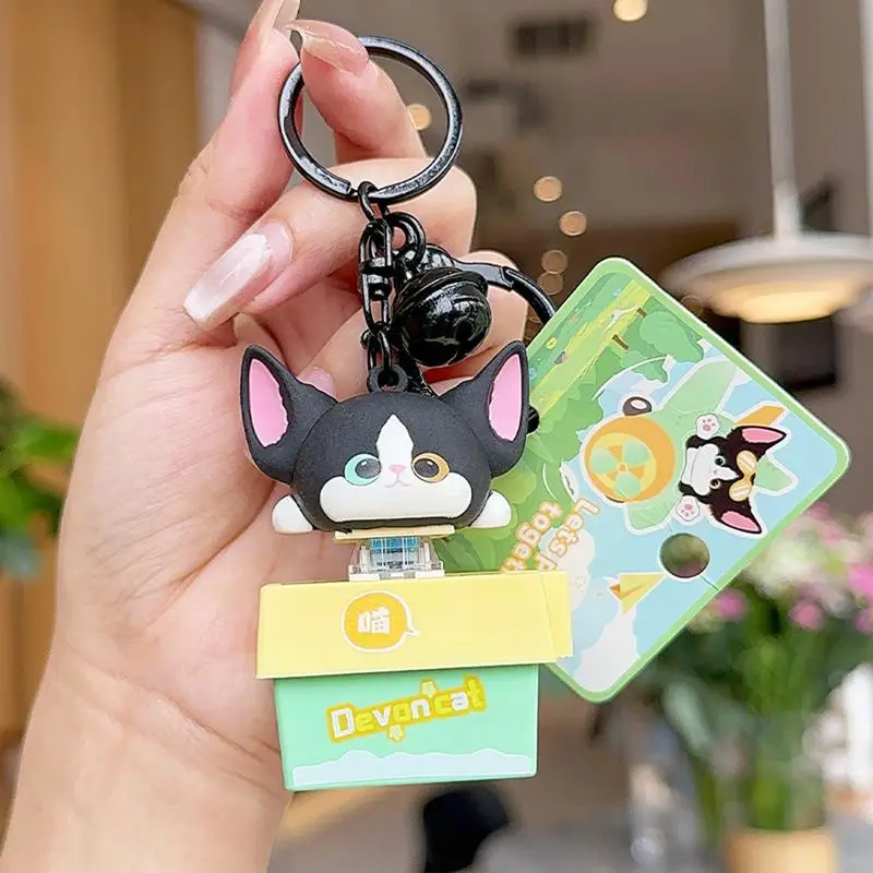 Creative Animal Keyring Pendant Cute Animal Keyring Sound Cat Keychain Pendant Squeaky Keychain Accessory Cartoon Stress Relief