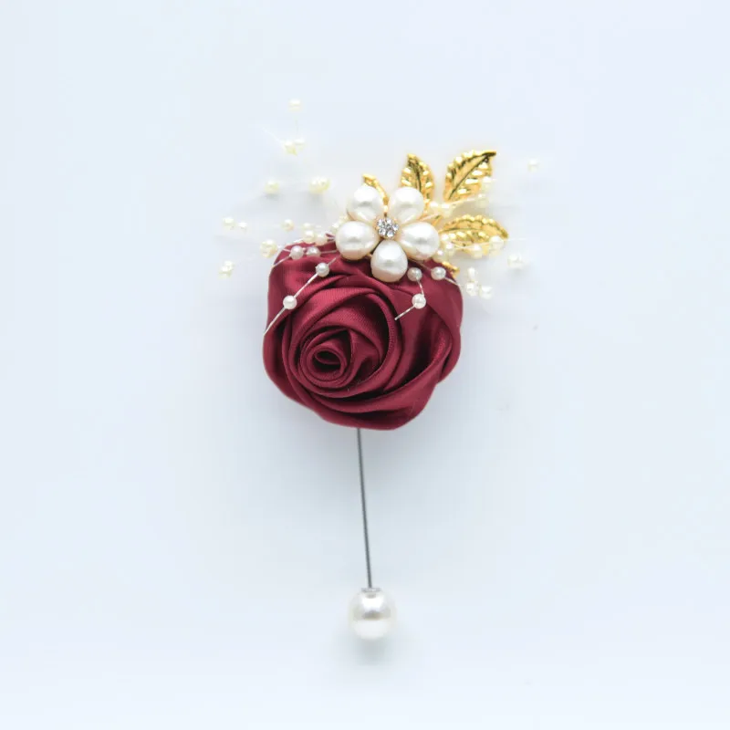 Burgundy Calla Lily Boutonnieres Flowers Brooch Bridal Bridesmaid Artificial Rose Corsage Buttonhole for Men Wedding Accessories image 5