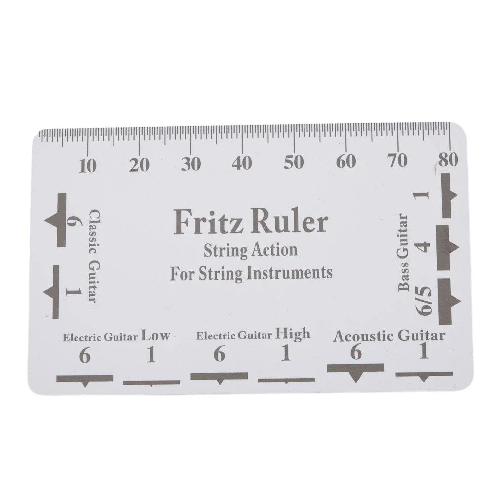 Dual Scale Stainless Steel Guitar Neck Notched Straight Edge Fret Leveling String Actions Gauge Silver 42 x 3 7cm