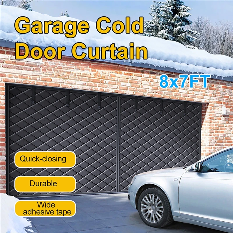 Rideau de porte de Garage 8x7 pieds (254x218cm), tissu Oxford épais, résistant au froid, chaud, coupe-vent, rideau de porte d'isolation thermique magnétique
