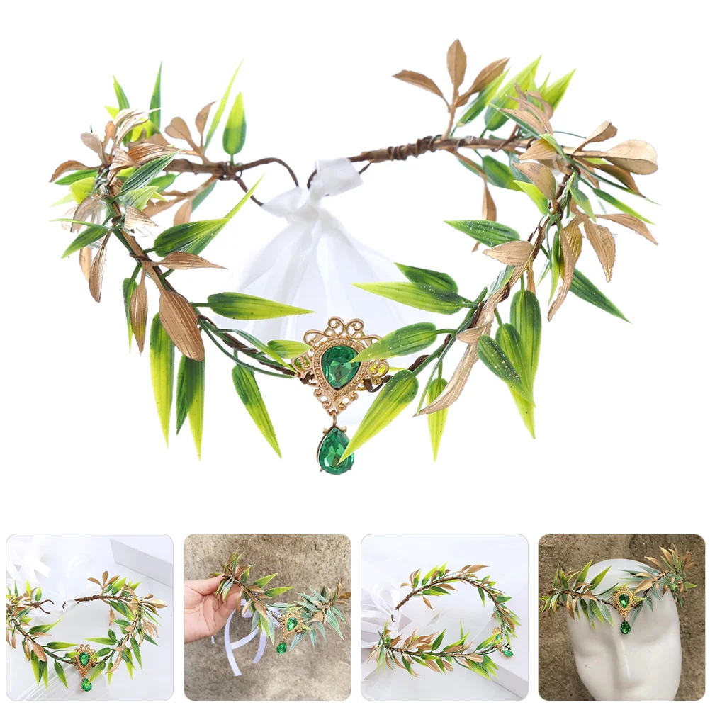 

Retro Leaf Headband Plastic Fairy Headpiece Bridal Wedding Party Cosplay Crown Decorative Hair Accessory For Women