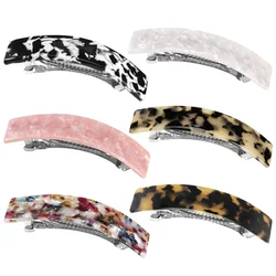 Marble texture Hair Barrettes Tortoise Shell Hair Clips Medium French Design Rectangular Automatic Hair Pin for Women Ladies