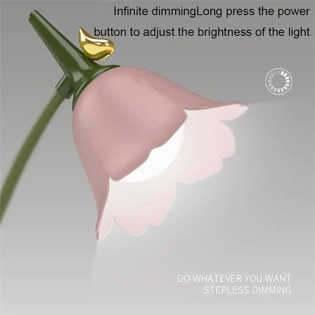 3W LED Desk Lamp Table Light Adjustable Gooseneck Rechargeable Battery Night Light With Mobile Phone Holder For Kids