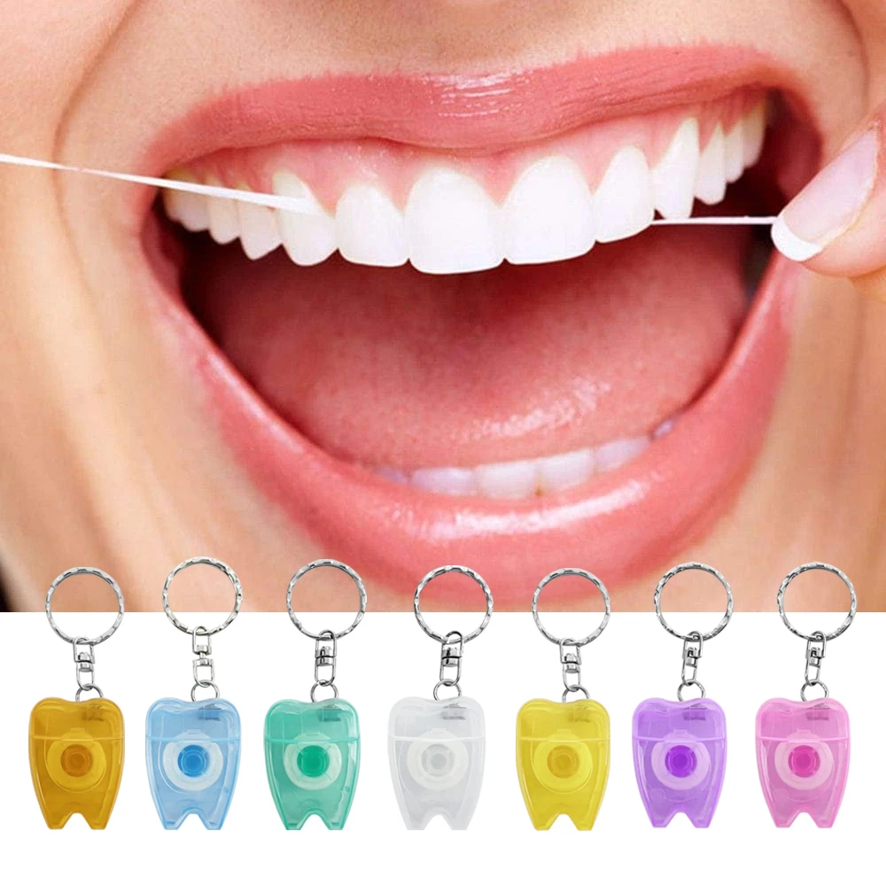 10pcs Dental Floss Portable Keychain 15M Flosser for Teeth Cleaning Oral Care Kit Dental Hygiene Mint Dental Fragrance Gift