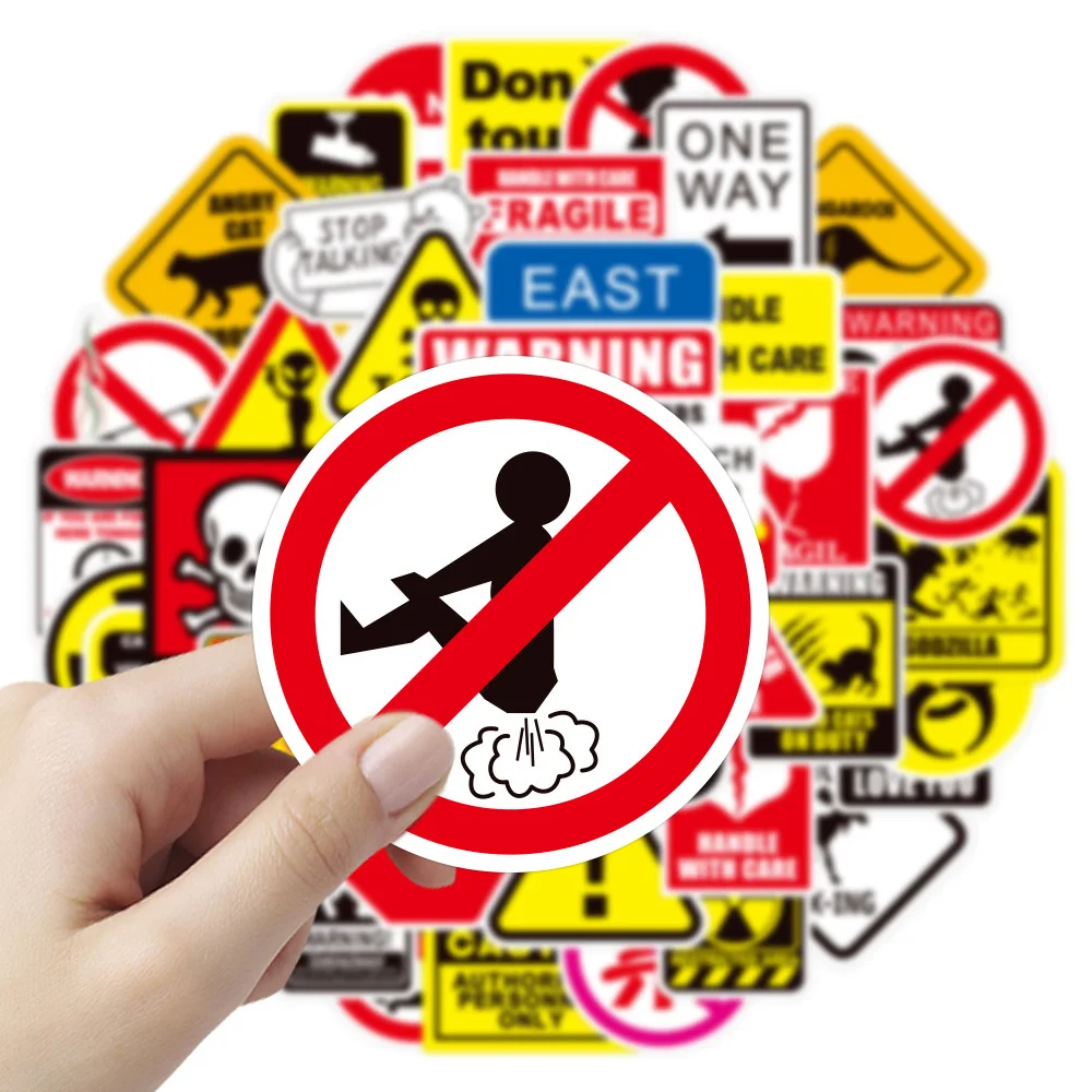 10/30/50/100pcs Cartoon Warning Stickers Danger Banning Decoration Decals Notebook Guitar Motorcycle Cool Graffiti Sticker Toys