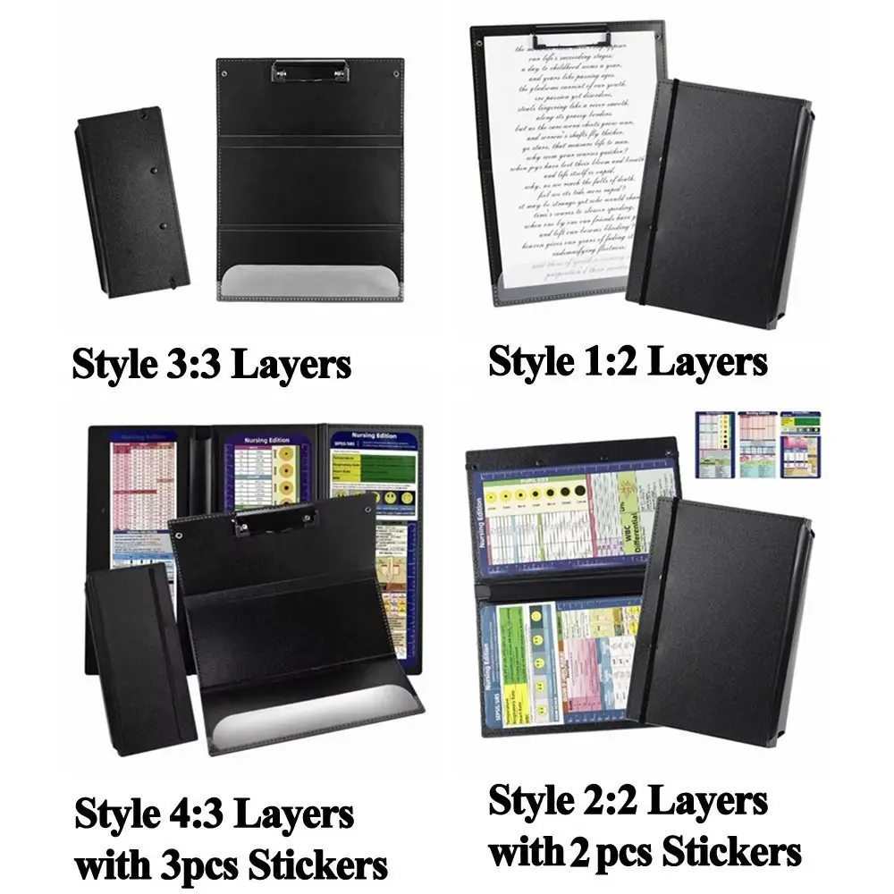 Clip Sheets Foldable Nursing Clipboard with Clip 2/3 Layers A4 File Board Clip Portable Colorful Writing Pad Office Stationary