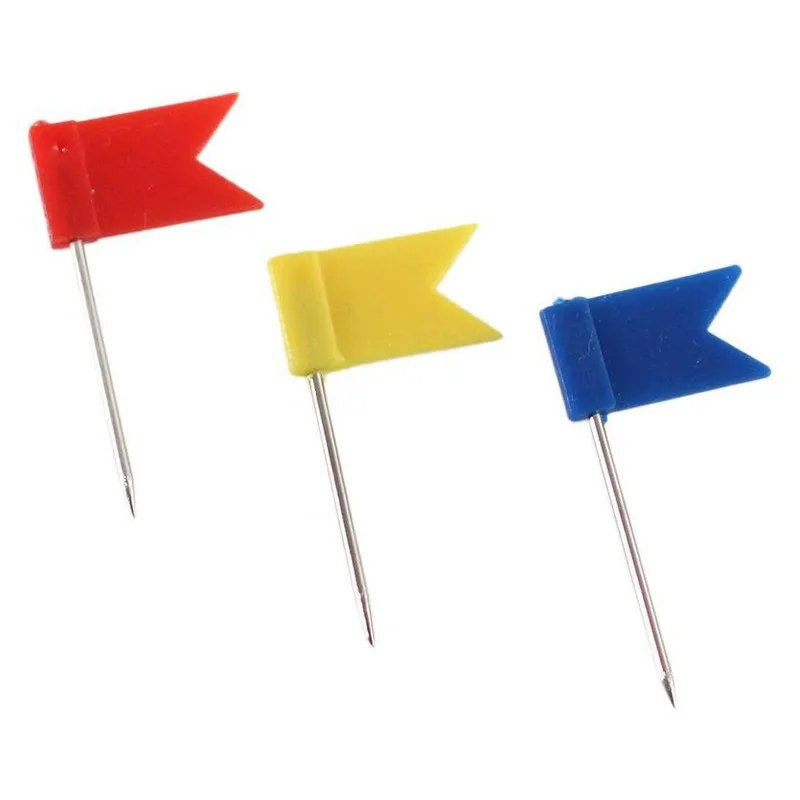 Flag Shaped Thumb Tacks 86 pcs, Sharp Pin Point, Random Color Flag Design, for Office Bulletin Board