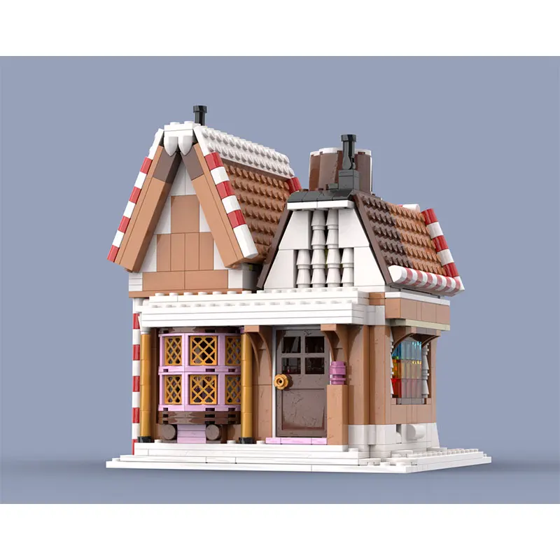 Moc bloco de construção vista rua casa de gengibre de natal – vila de inverno modelo de construção alternativa brinquedos de tijolo presentes criativos