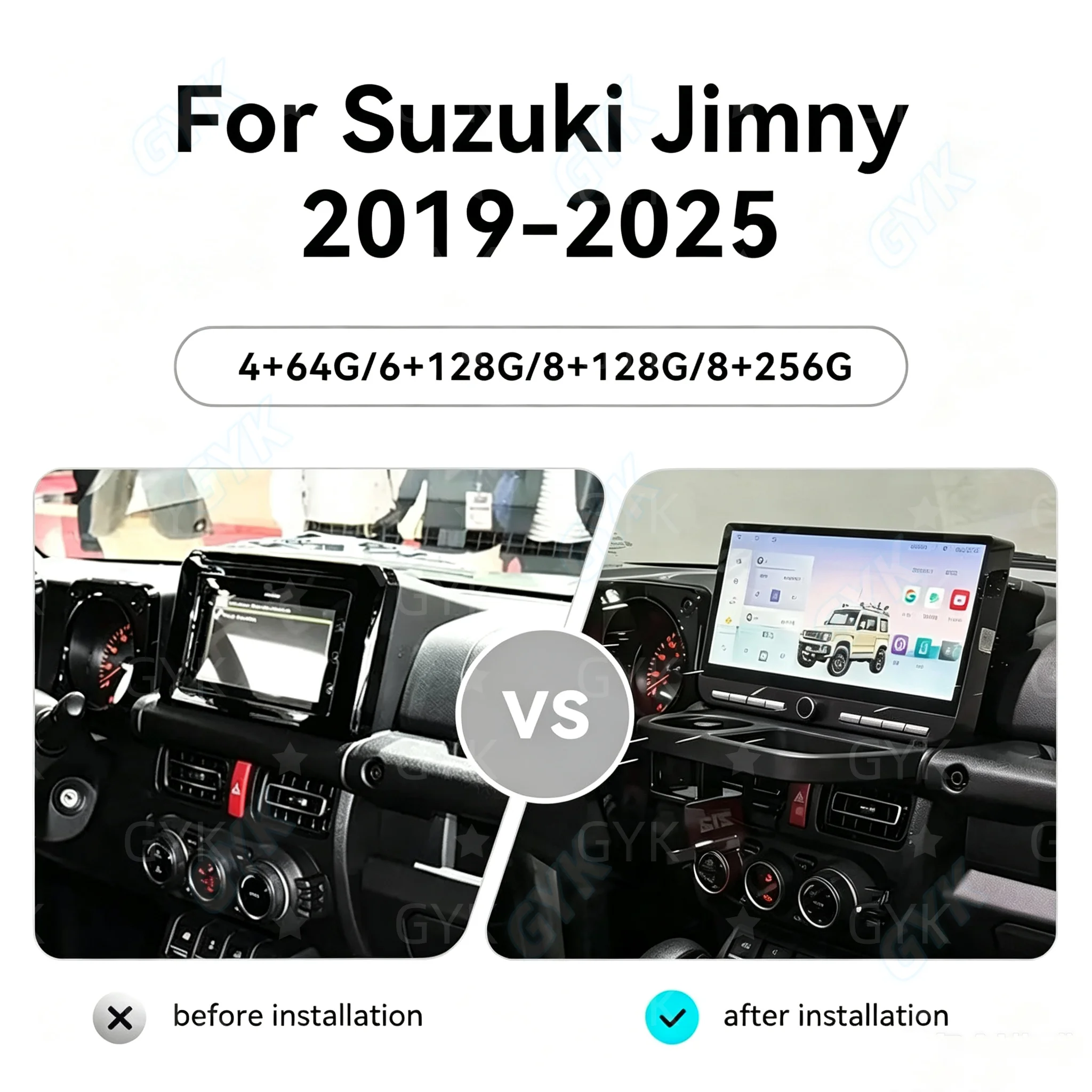 For Suzuki Jimny 2019-2025 Android 14 Car Radio Car Multimedia Player Touch Screen GPS Navigation Wireless CarPlay DSP Touch