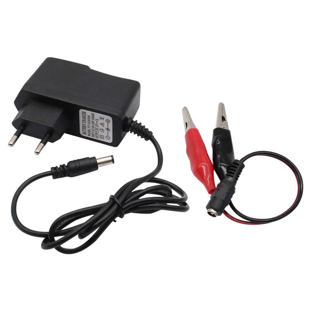 Carregador de bateria seca de chumbo-ácido 12v 1000ma para carro motocicleta 12 volts 1a ferramenta de brinquedo elétrico adaptador de carregamento de energia do motor com clipe