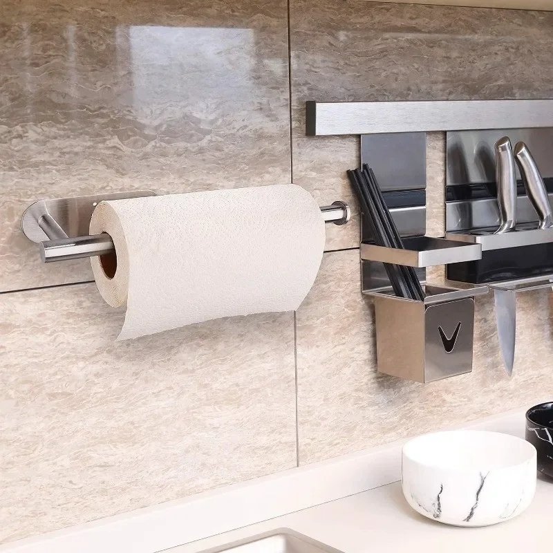 

Kitchen Paper Towel Holder Adhesive Tissue Hanger Toilet Roll Paper Dispenser Cabinet Storage Napkin Rack Bathroom Accessories