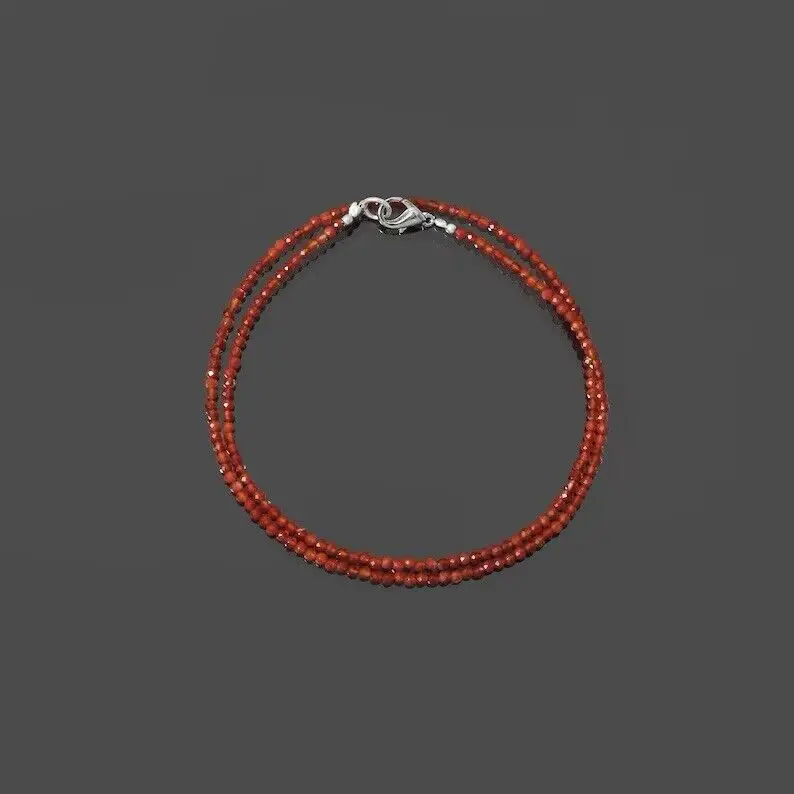 

Natural Carnelian Faceted Round Beaded Necklace 4-5mm,18 Inches,AAA+