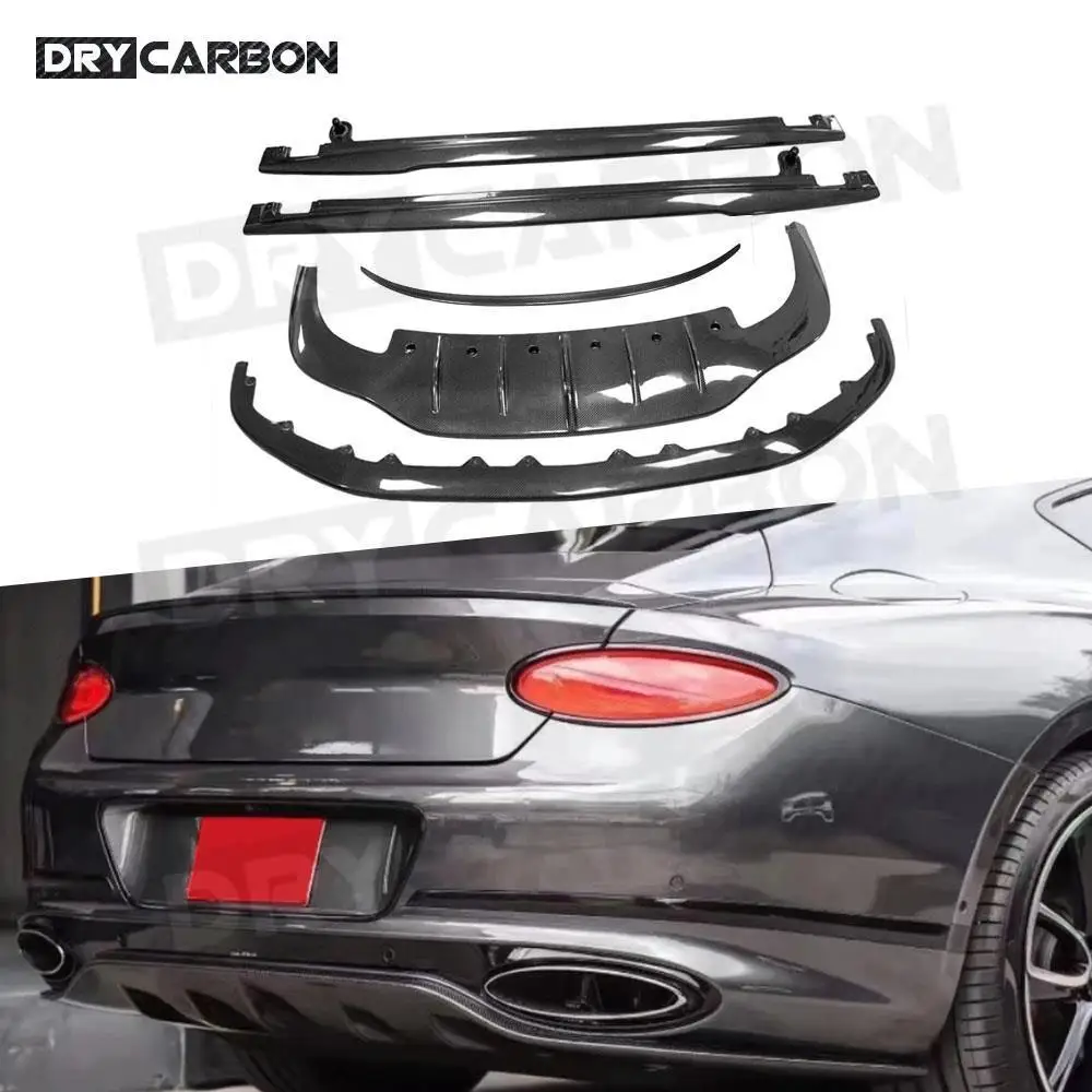 

Комплекты кузова автомобиля для Bentley Continental GT W12 2015-2021, передняя губа из углеродного волокна, задний спойлер, боковые юбки, багажник, заднее крыло FRP