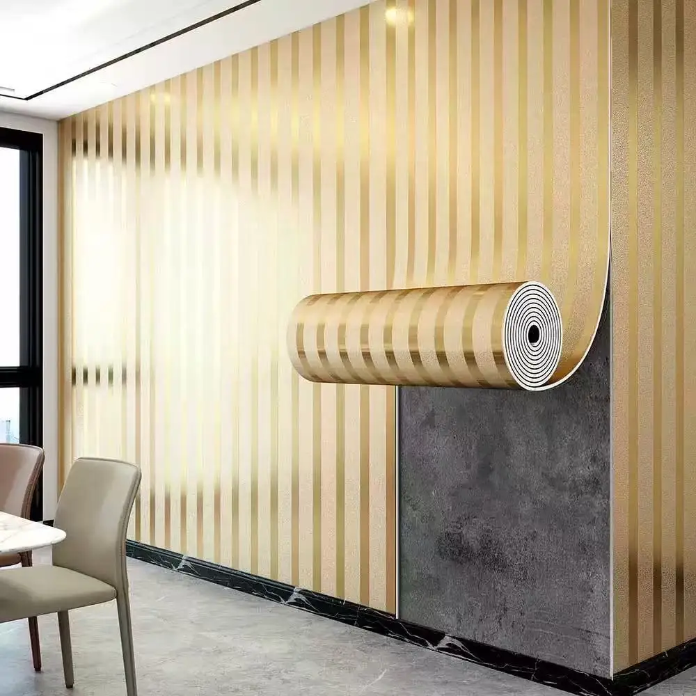 Modern 3D Stripe Self-Stick Wallpaper Geometric Peel and Stick for Renters Apartment Living Room Quick Makeover Removable 3Rolls