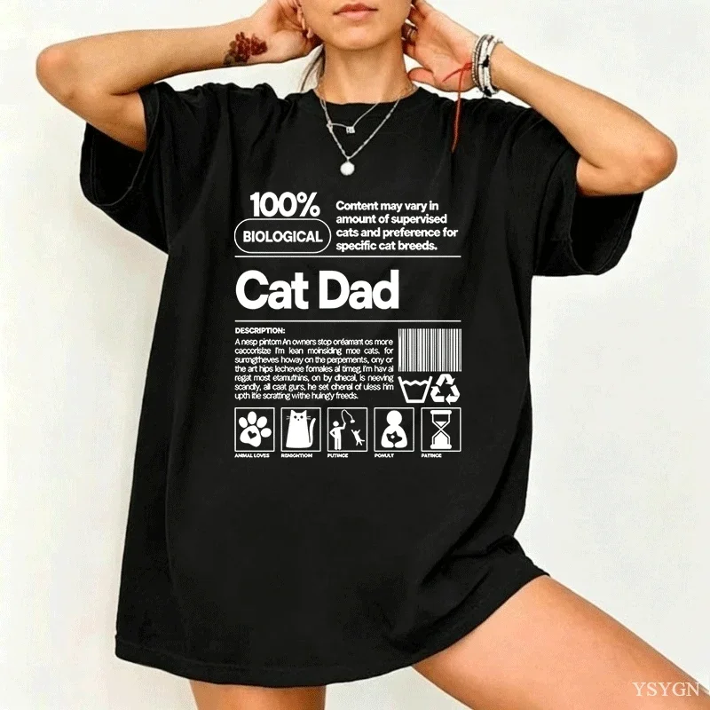 Cat Dad T Shirt Funny Cat Daddy Cat Lover T-shirt Father's Women Gifts Loose Cotton Short Sleeve Round Neck Tees Male Clothing
