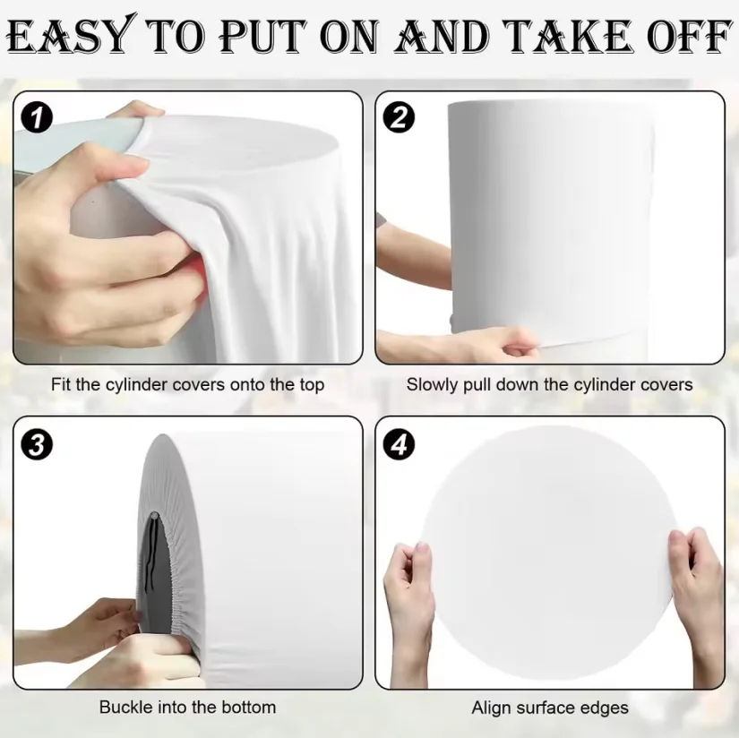 Couvercle de cylindre élastique personnalisé, couvercle de cylindre de plinthe, n'importe quelle couleur, taille de motif, arrière-plan de mariage, accessoire de réception-cadeau pour bébé, décoration de fête d'anniversaire