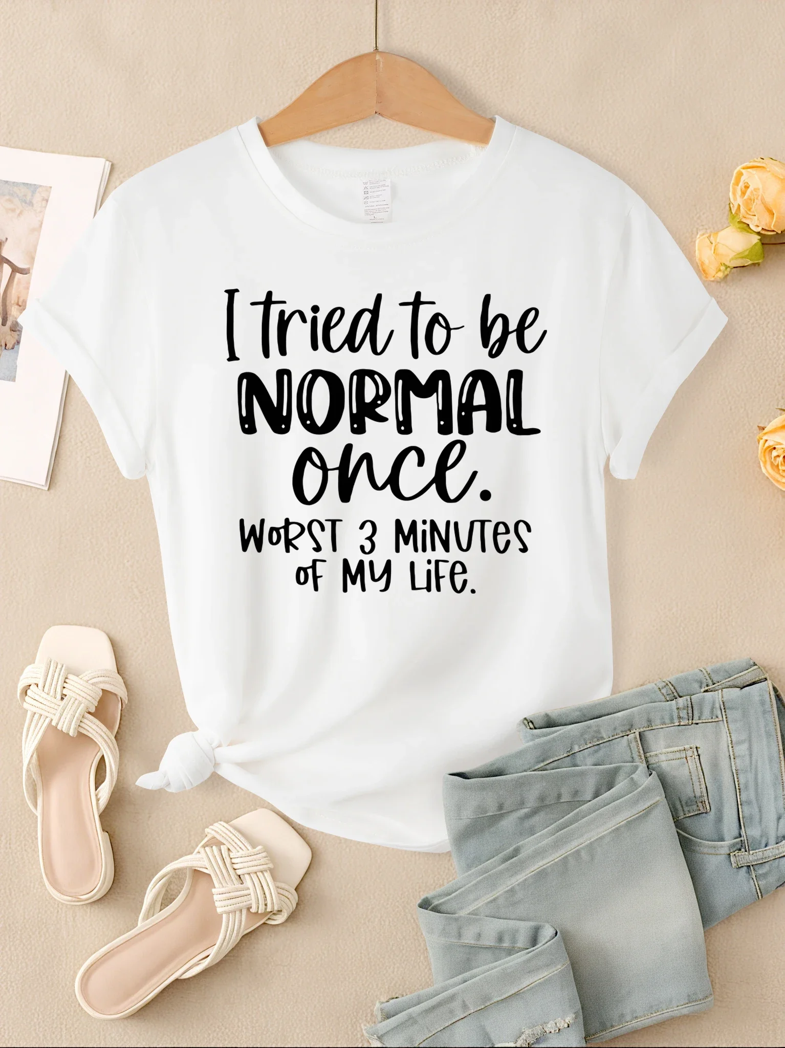 I Tried To Be Normal Once Print Women T-Shirts Fashion Short Sleeve Trendy Sports Clothes Casual Hip Hop Clothing