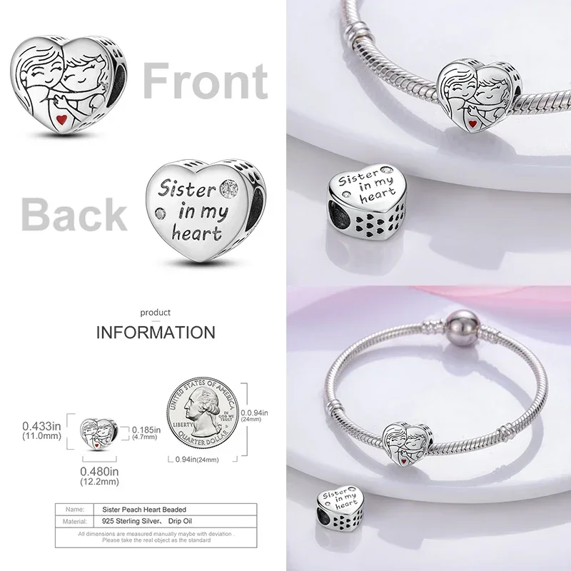 925 فضة حلية حبة قلادة ، صالح الأصلي باندورا سوار ، DIY بها بنفسك مجوهرات هدية ، الأم ، الأسرة ، أفضل أصدقاء الأخوات ، الأخوات