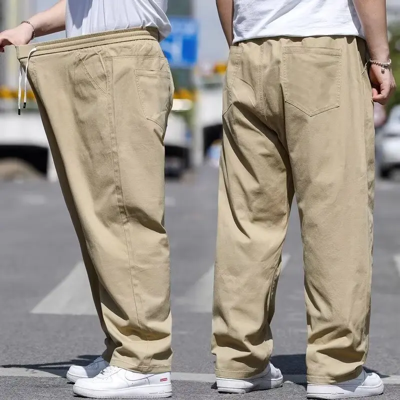 Herren Sommer-Arbeitshosen Übergröße Locker Geschnittene Gerade Freizeithosen XL-8XL Große und Lange Sommerhosen Asiatische Größe